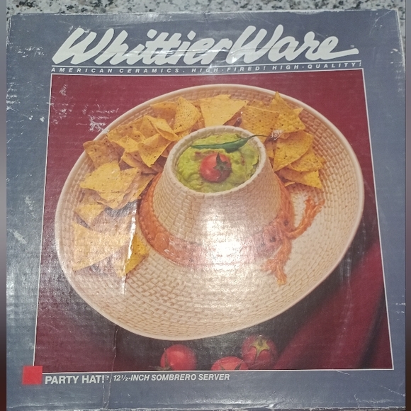 1986 Whittier Ware California Pottery Sombrero Ceramic Chip Dip Bowl - Picture 5 of 6